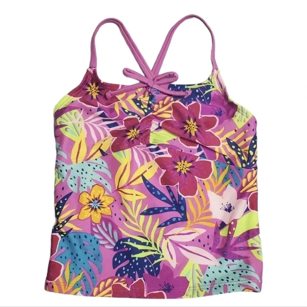 NWT Cat & Jack Girl's Floral 2 PC Tankini Swimsuit XS 4/5